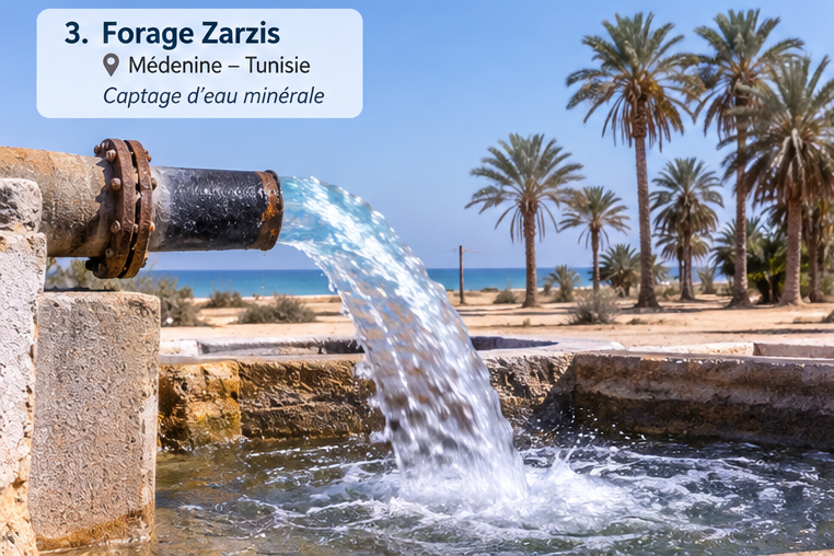 Forage thermal de Zarzis, Djerba — eau minérale chlorurée sodique